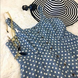 Forever 21 denim polka dot high waist button dress