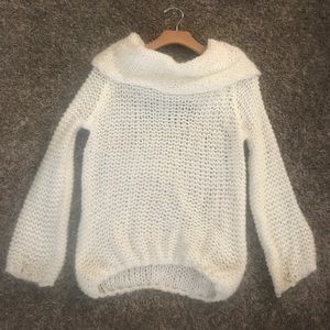 Crocheted cowl neck sweater
