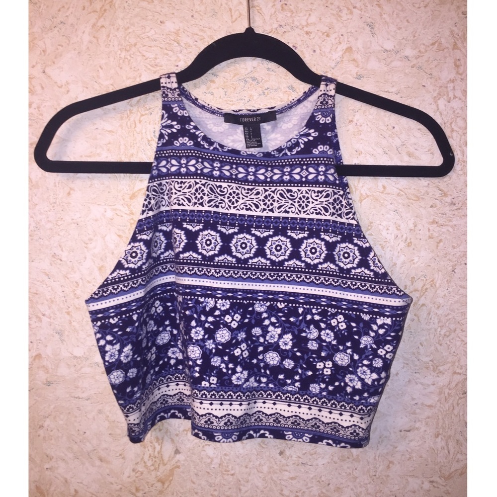♡ Blue Tribal Crop Top ♡