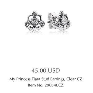 Pandora My Princess Tiara Stud Earrings