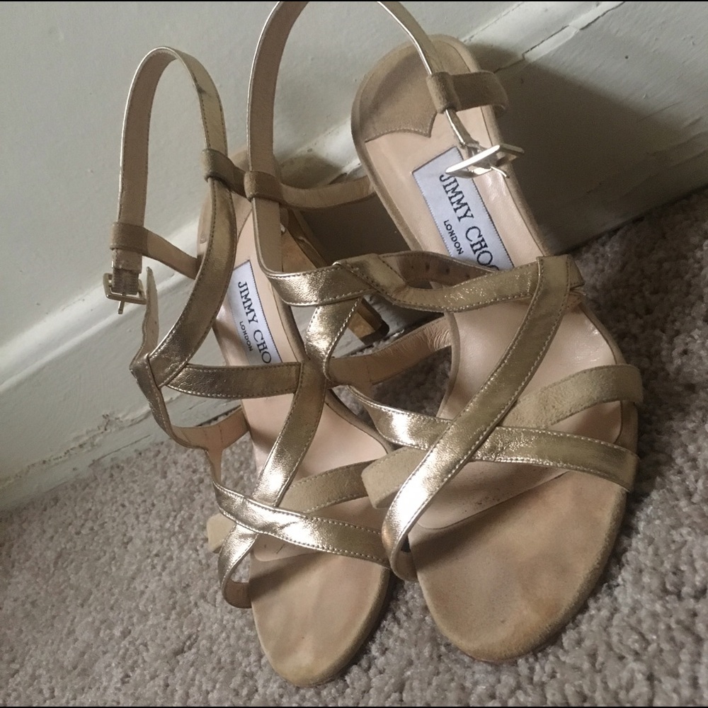 Authentic Jimmy Choo Gold Strappy Heels