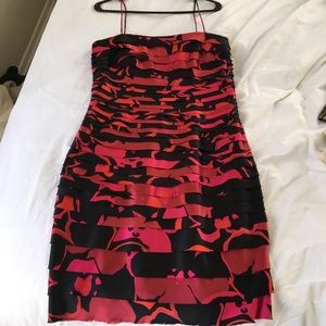 Red pink and black mini dress