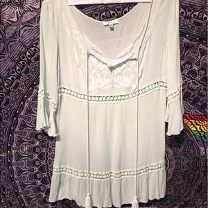 Light teal peasant shirt