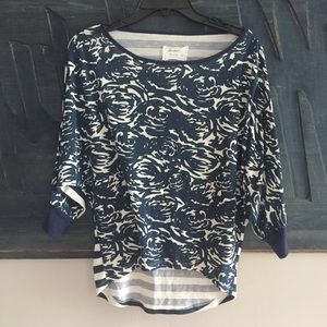 Anthropologie Market Navy Floral Top