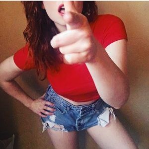 American Apparel Cropped Tee in Candy Apple Red