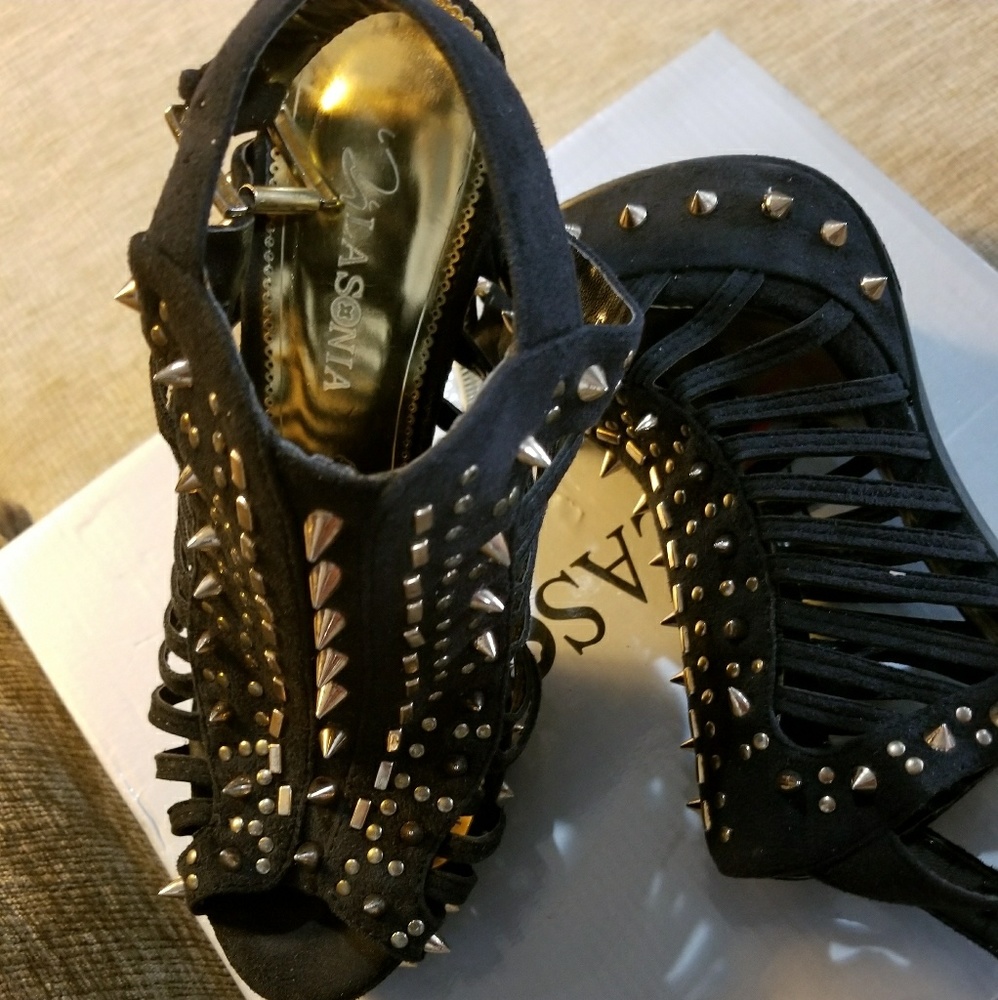 Studded black stillettos