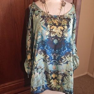 Lane Bryant open shoulder silky blouse