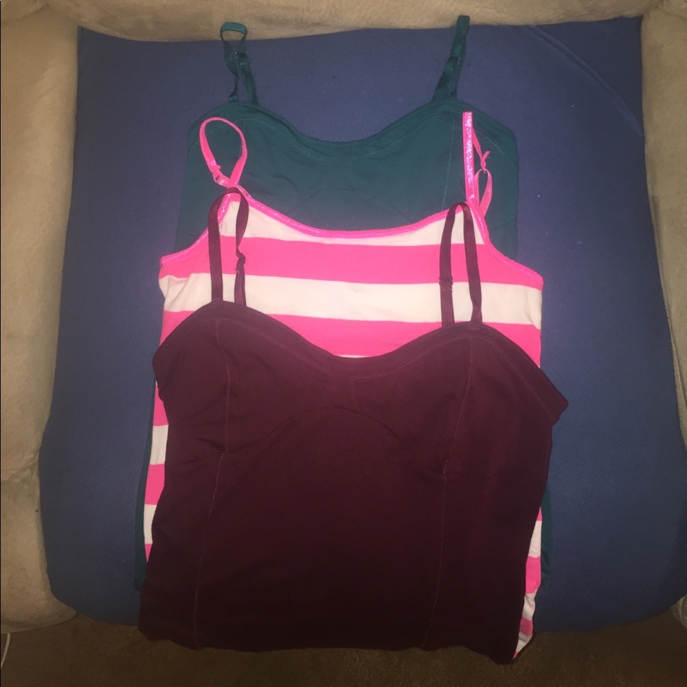 Teal/Maroon/Pink & White Summer Top Bundle Size L