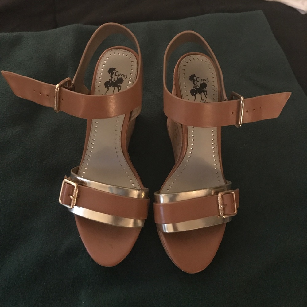 Sam Edelman brown leather wedges NWOT