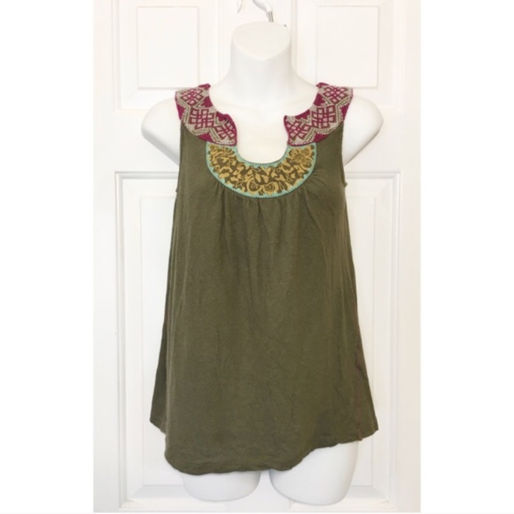 Anthropologie Meadow Rue Olive Boho Tank