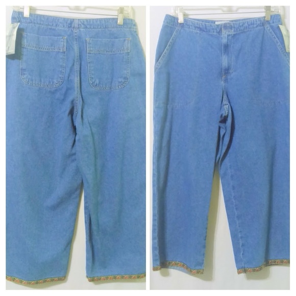North West Blue Ribbon Trimmed Cropped Jeans * - Picture 1 of 4