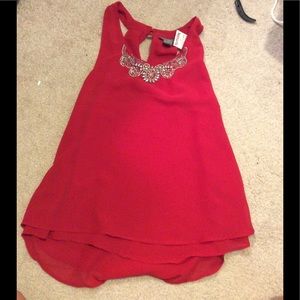Red chiffon top