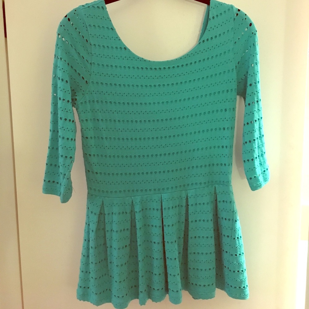 Eyelet peplum top