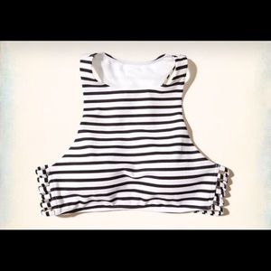 Striped black and wipe high neck bikini top