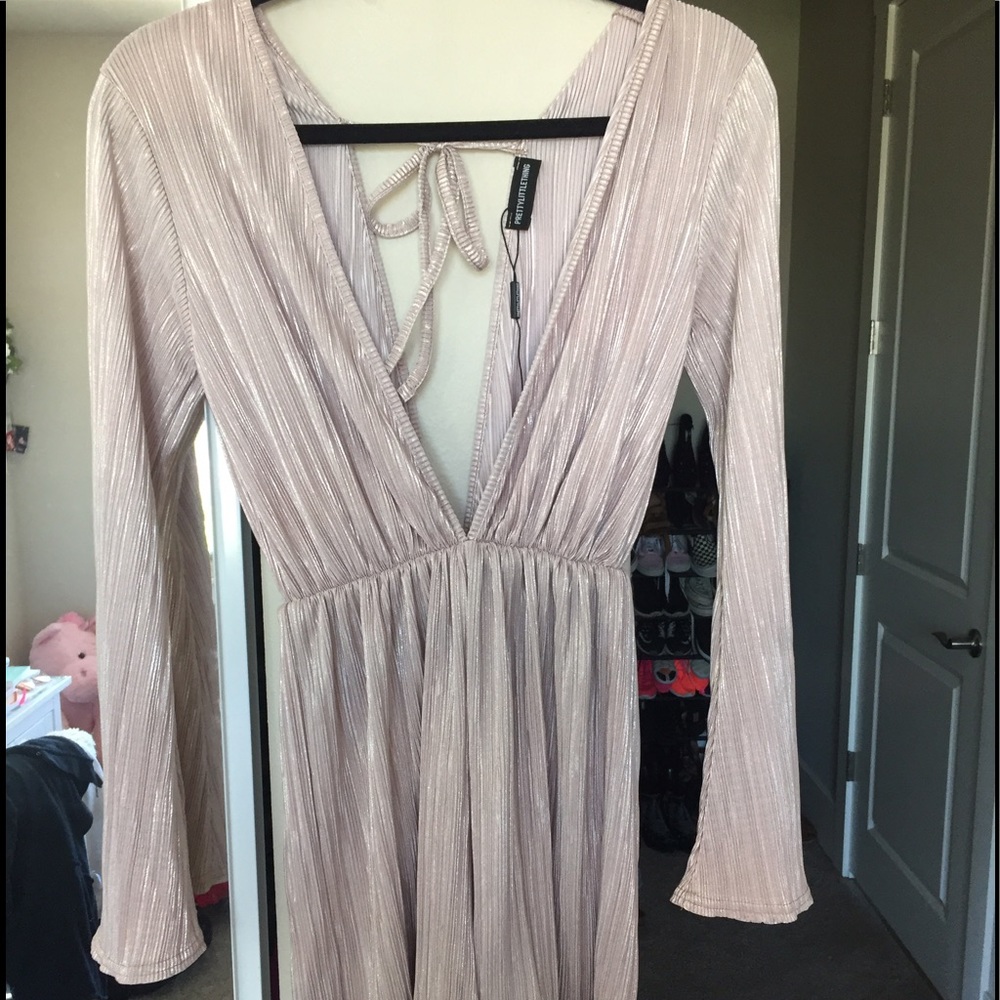 Champagne pink long sleeve  romper