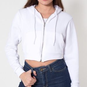 White Crop Hood Sweater