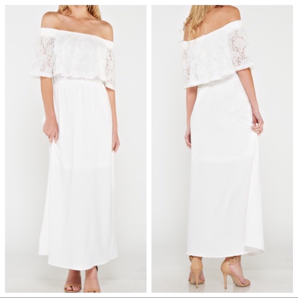 ✨LAST ONE SALE ✨White off the shoulder maxi dress - Picture 2 of 4