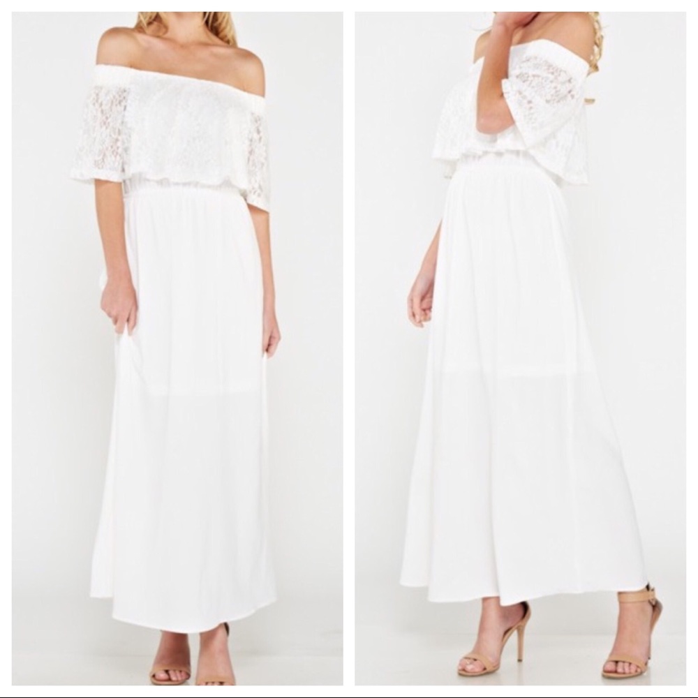 ✨LAST ONE SALE ✨White off the shoulder maxi dress - Picture 3 of 4