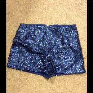 Blue sequined shorts