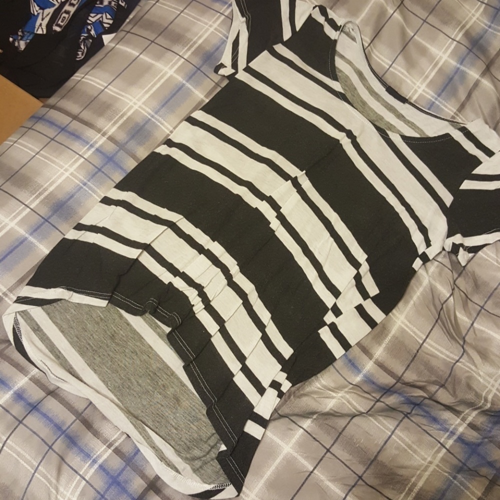 High low striped shirt