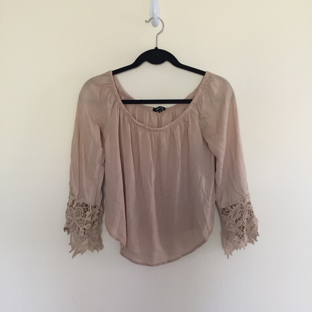 Nude off the shoulder blouse