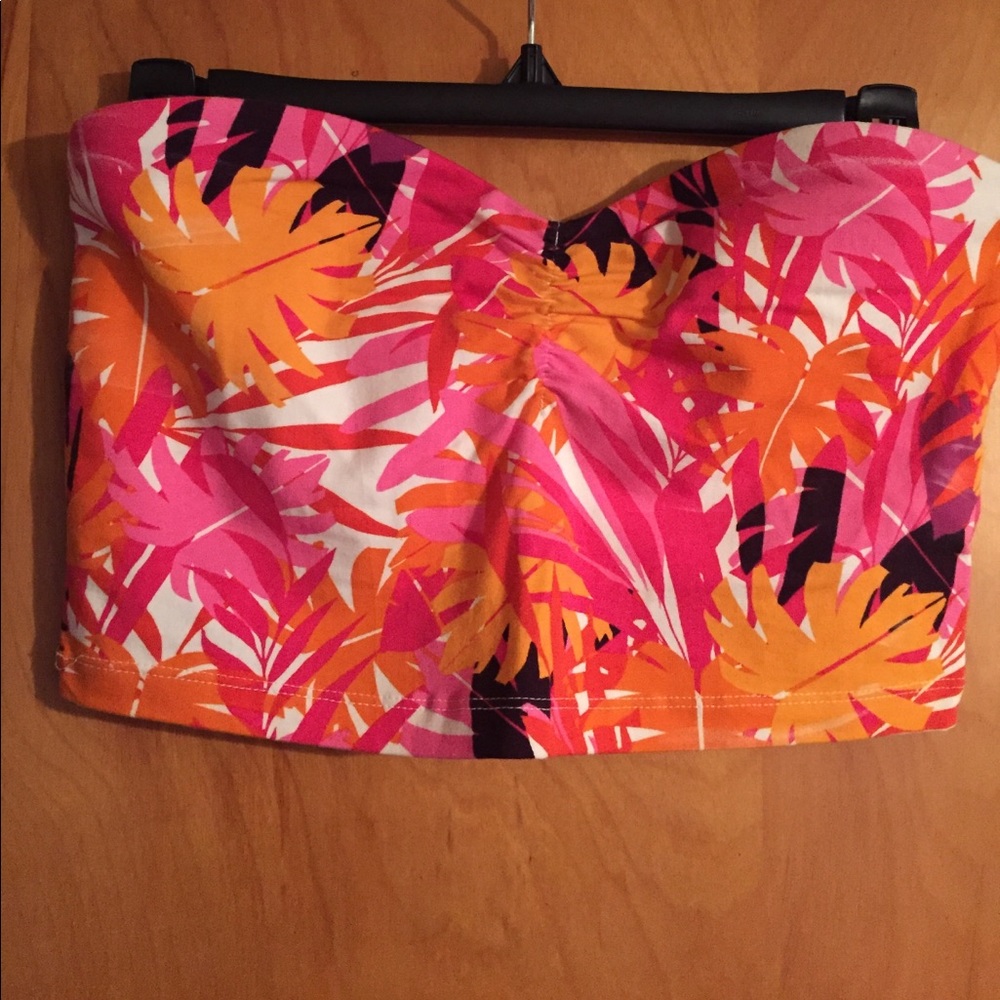 EXPRESS Strapless Crop Top 🌺 Tropical Print
