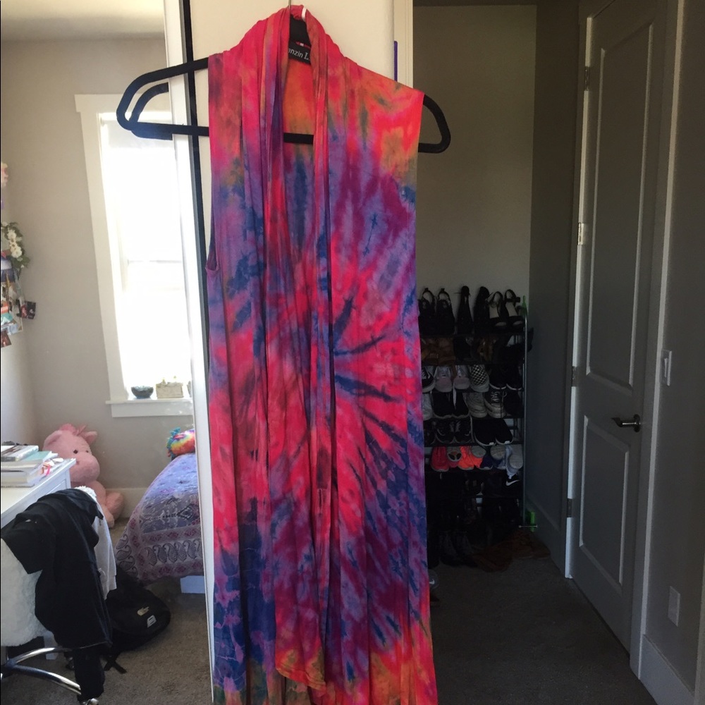 Tie dye cotton kimono