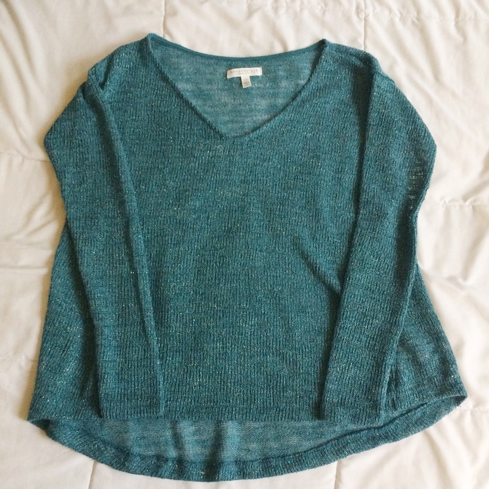 🌸NWOT Loose Knit Blue Sparkle Sweater