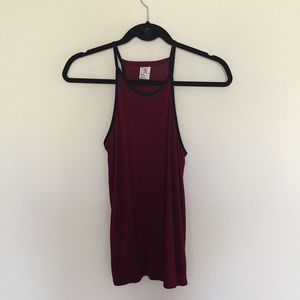 Halter style maroon tank