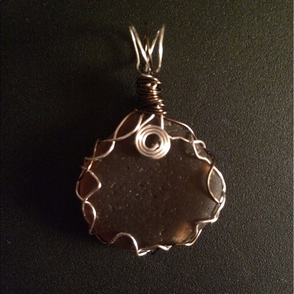🌊Brown Lake Erie Beach Glass Pendant