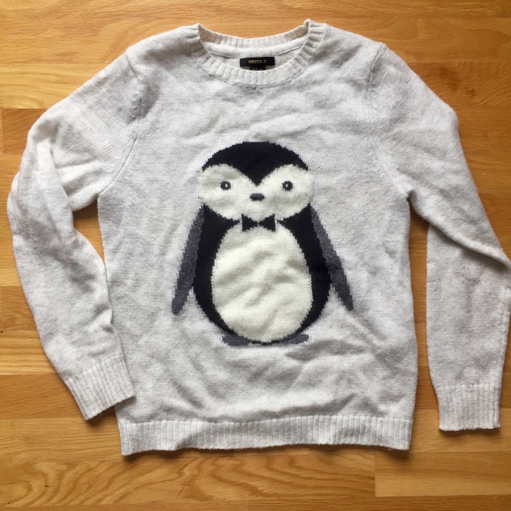 Forever 21, Size Small, White Penguin Sweater