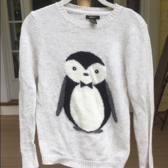 Forever 21, Size Small, White Penguin Sweater - Picture 2 of 6