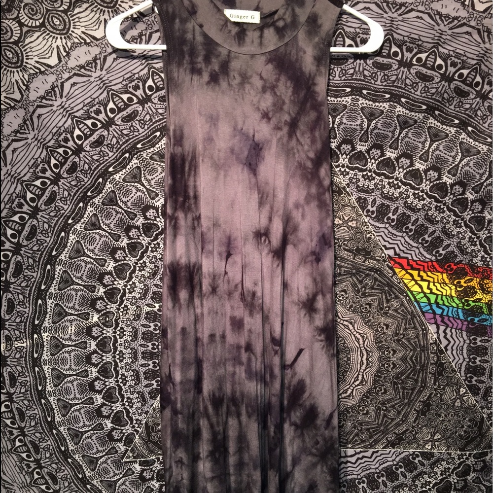Black and gray tie dye t-shirt dress