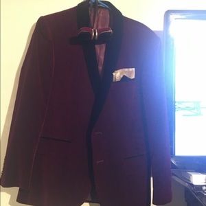 Burgundy velvet blazer