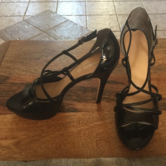 Via Spiga Shoes - Via Spiga Strappy Black Heels Size 8.5