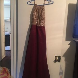 Burgundy custom made prom dress