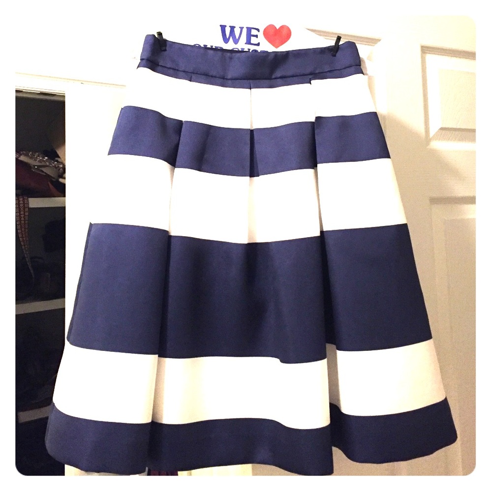 Blue and white stripped skirt