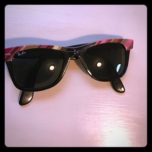 Authentic rare pink striped Ray Bans