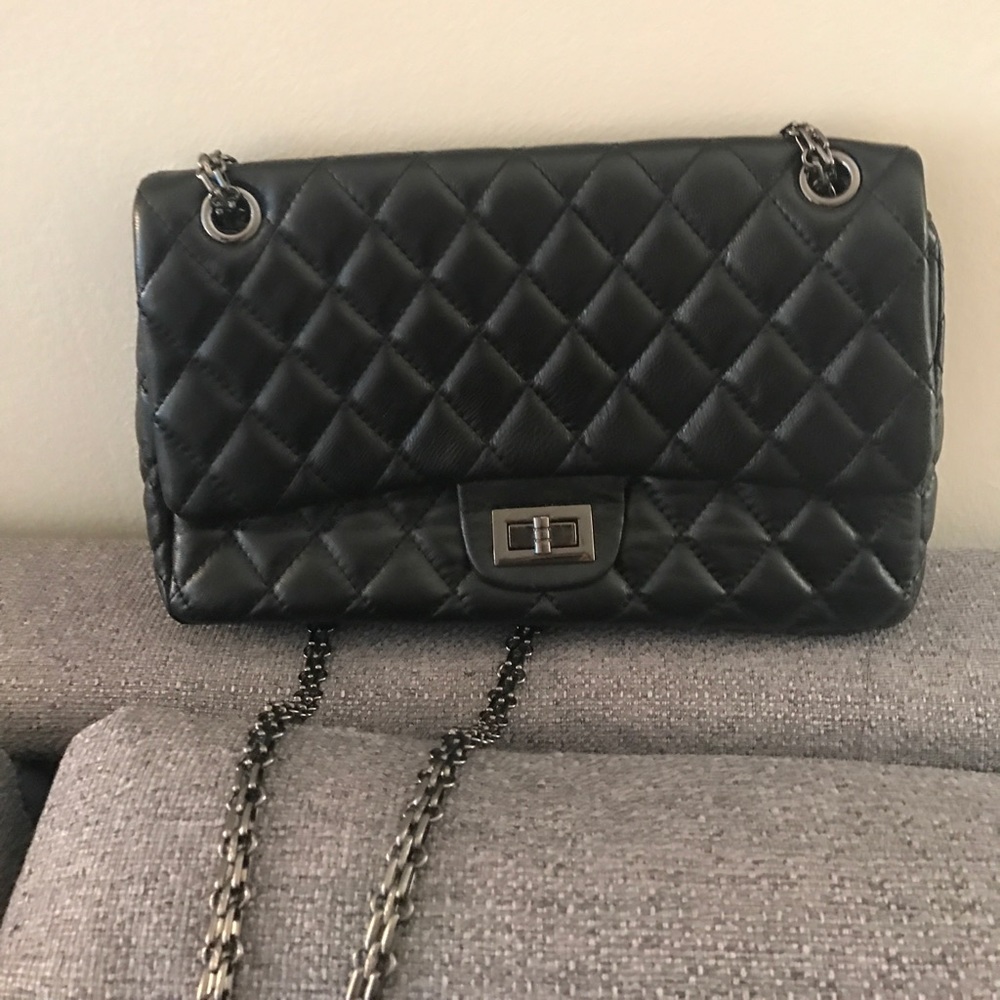 Black quilted leather bag