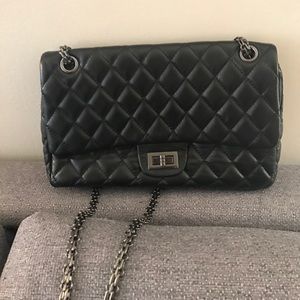 Black quilted leather bag