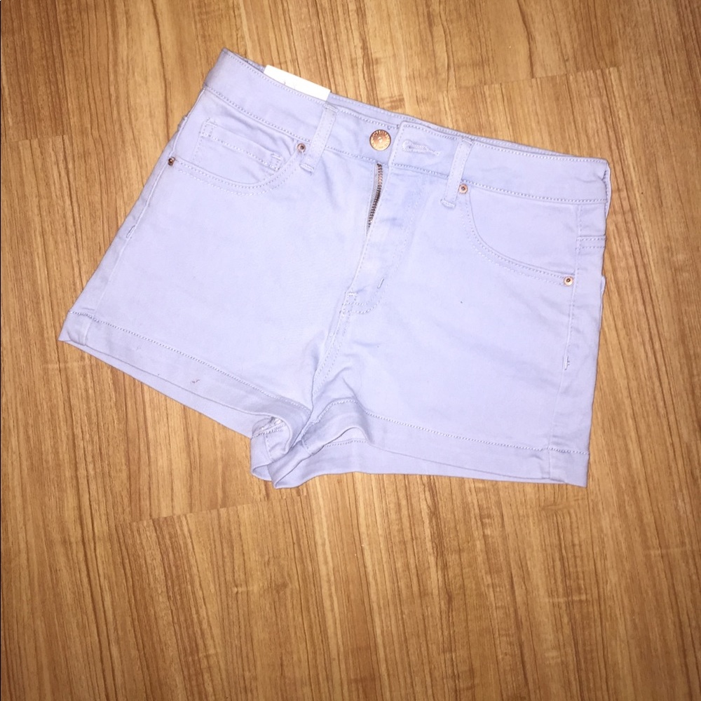 High waisted baby blue shorts