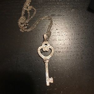 Heart /key silver pendant necklace
