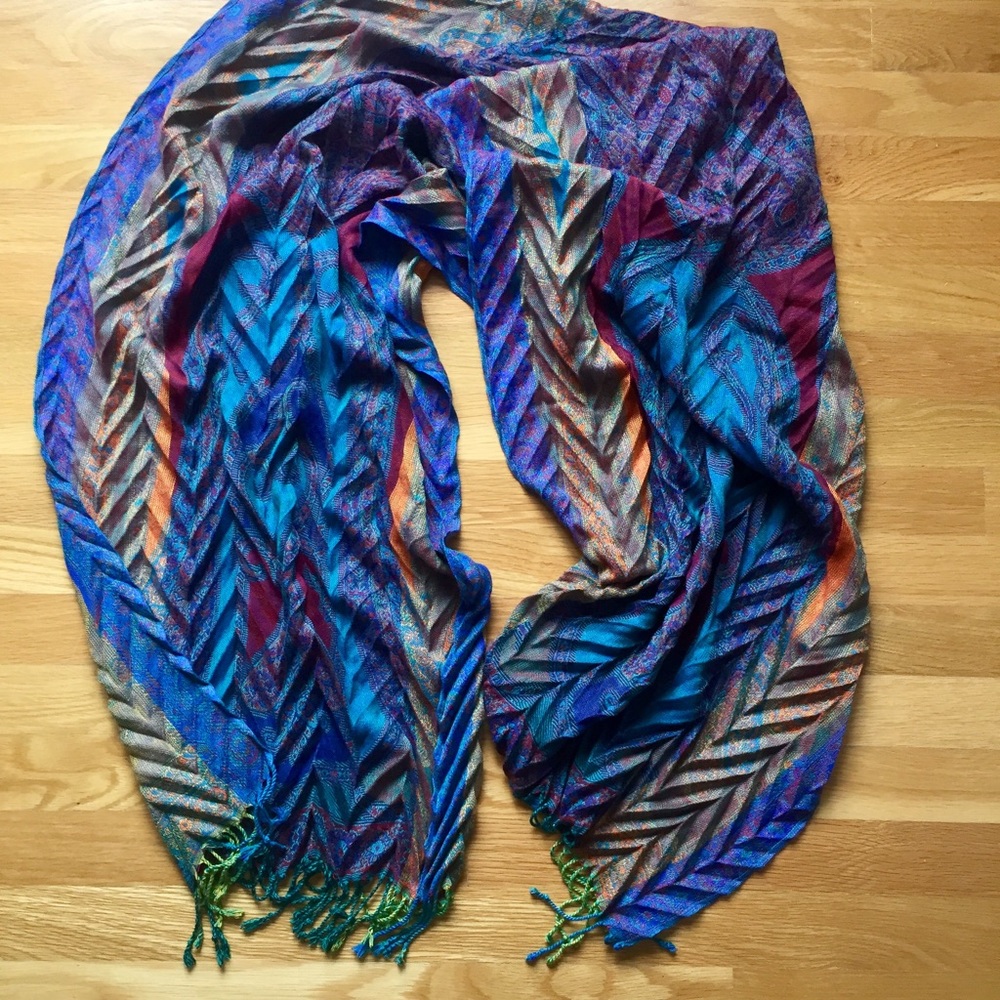 Acrylic and Rayon Rainbow Scarf