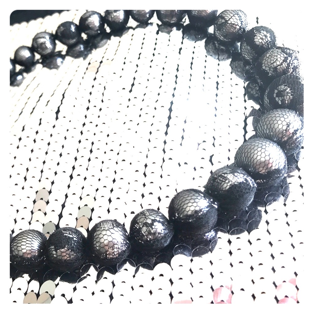Lace covered bead necklace