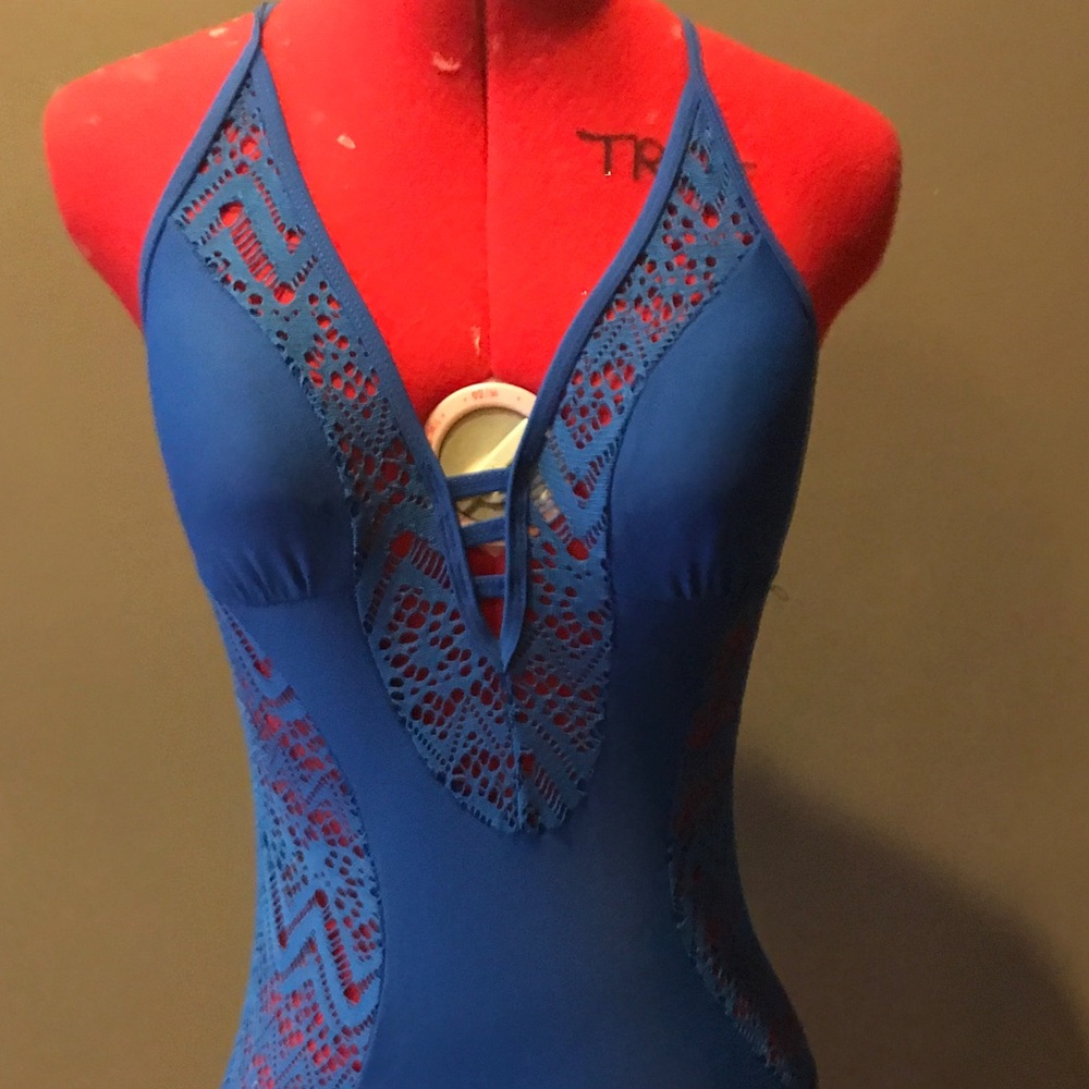 Royal Blue Peek a Boo Bathing Suit