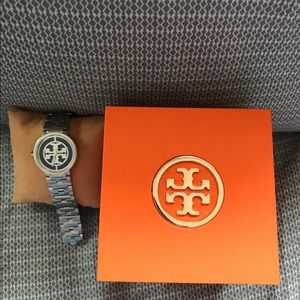 Authentic silver/navy Tory burch watch