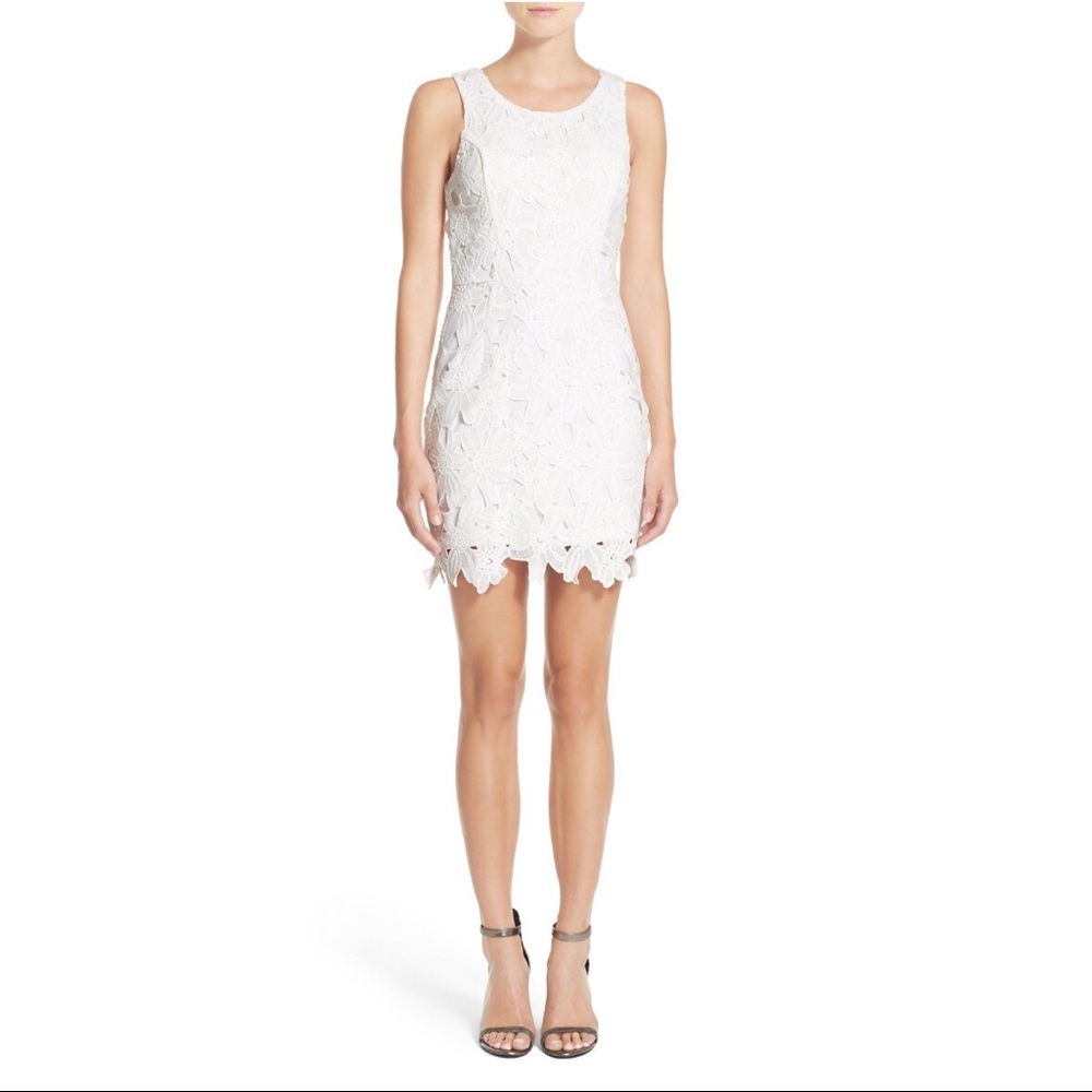 ASTR white textured floral body con dress