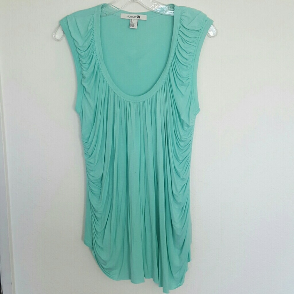 F21 Mint Ruffle Top