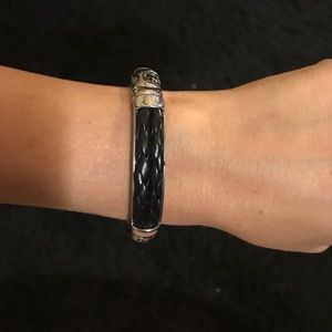 Silver and black braided bracelet