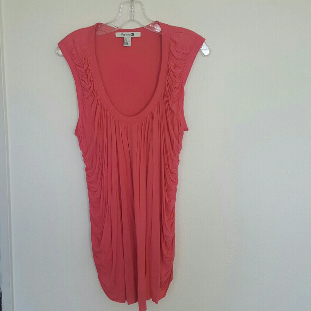 F21 Coral Ruffle Top